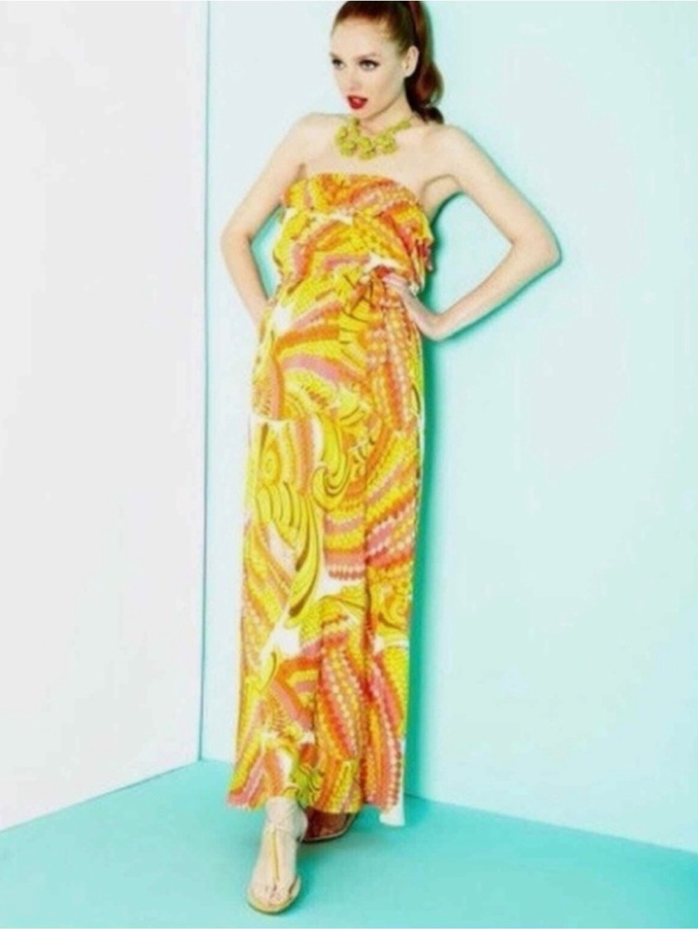 Trina Turk x Banana Republic 2012 Silk Maxi Dress Size 0 Retro Resort